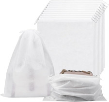 10pc Dust Bags for Handbags Purses Large 16x19" Non-Woven Drawstring Storage Whi