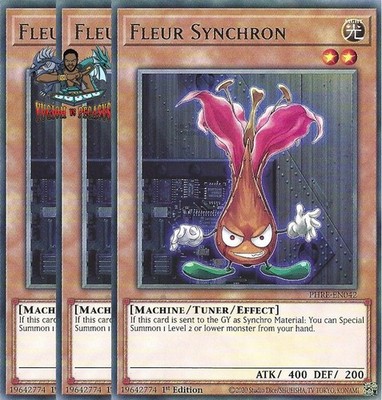Yugioh! 3x Fleur Synchron PHRE-EN042 Rare 1st Ed NM