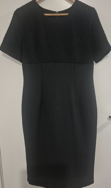 Tonight's Black Pencil Dress Size 10 Textured Bodice Lined Work Formal A112