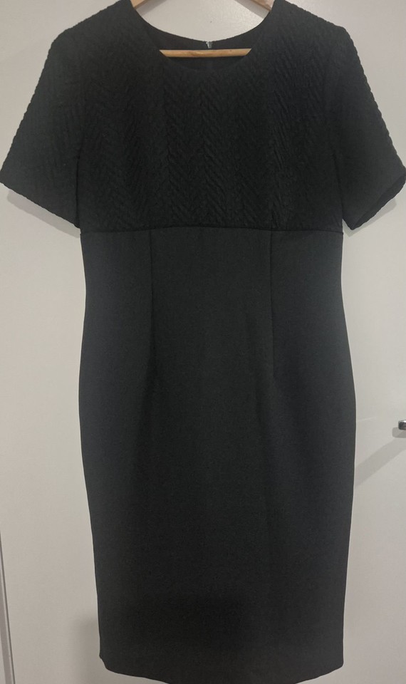 Tonight's Black Pencil Dress Size 10 Textured Bodice Lined Work Formal A112