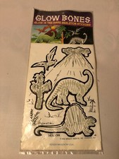Vintage 1992 Glow Bones Glow In The Dark Skeleton Stickers Dinosaurs Made In USA
