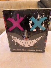 Halloween Mask Skeleton Gloves Set 3 Modes Light up Scary LED Mask with LED Glow