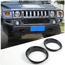 Black Front Fog Light Cover Fog Lamp Frame Bezel Trim For Hummer H2 2003-09 US