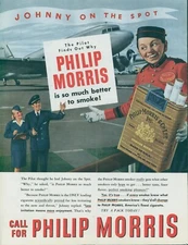 1947 Philip Morris Pilot Flight Attendant Airplane Tarmac Vtg Print Ad C18