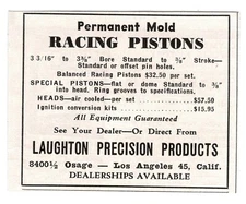 1951 LAUGHTON PRECISION PRODUCTS racing pistons Los Angeles Vintage Print Ad