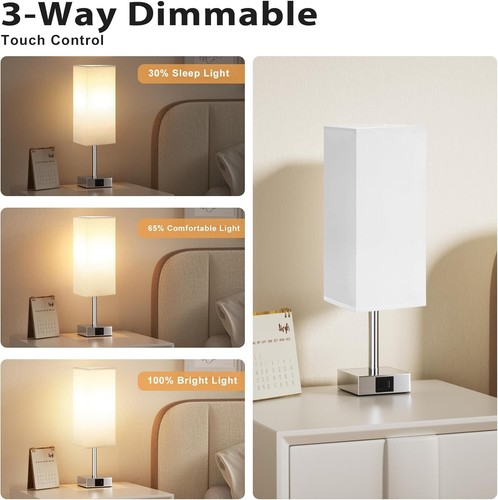 Aooshine Touch Bedside Lamps Set of 2, Touch Bed Lamps with USB-C+A Charging for - Picture 2 of 12