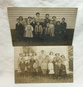 Two-1910-ALBION-ILLINOIS-SCHOOL-Real-Photo-Postcards-RPPC