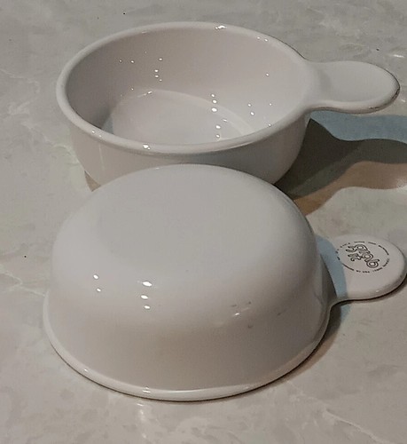 Vtg Pyrex corning ware white n cranberry Grab It Bowls, Lids, lot of 3 excellent - Picture 6 of 11