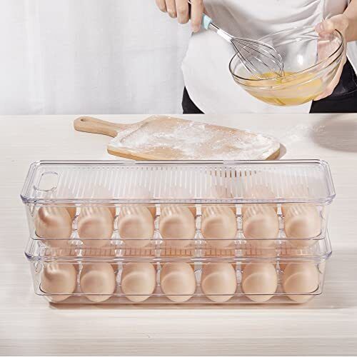 Egg Holder For Refrigerator 2 Pack Plastic Egg Storage Container For Refrigerato - Picture 6 of 8
