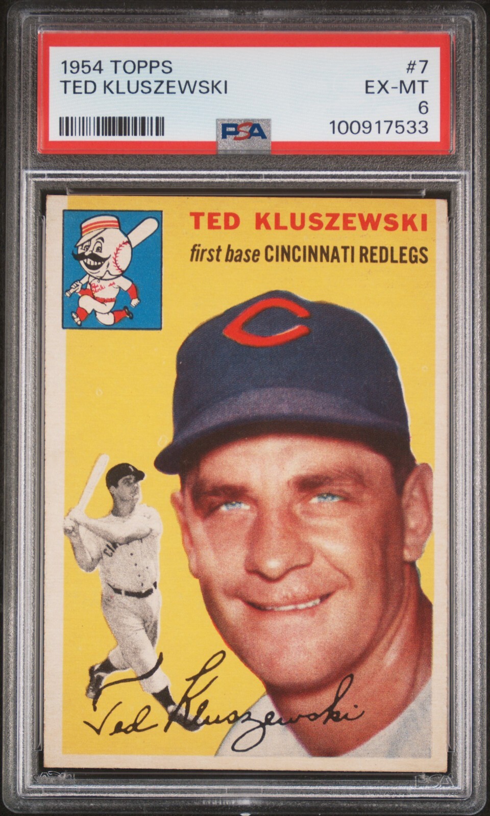 Ted Kluszewski 1954 Topps #7 - PSA 6 - Freshly Graded Baseball Slugger