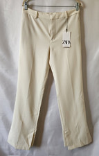 Zara White Pants Flare Leg Side Slit High Rise Womens Size M 28 New With Tags