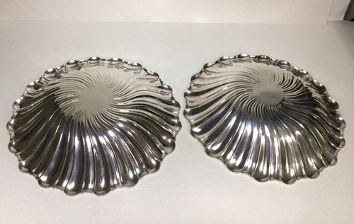 Flower Shape Scalloped Swirl Edge Bowl Silver Plate 10 1/4 Inch Spain Set Of 2 - Picture 4 of 24