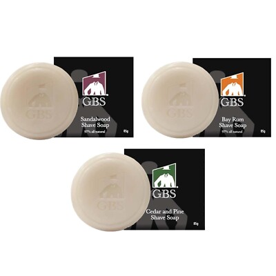 G.B.S 97% Natural Shave Soap Set for Men Cedar & Pine Sandalwood Bay Rum, 3Pack