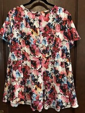 Torrid 2 Floral Watercolors Georgette Twist Front Babydoll Shirt