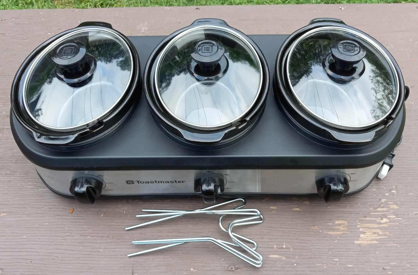 3x1.5Qt Triple Buffet Server Stoneware Slow Cooker Food Warmer Crock Pot w/Lids