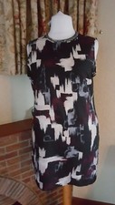 LADIES BLACK MIX BEADED NECK TUNIC DRESS FROM SIZE  20 PLUS  - NEW 