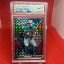 2020 Panini Mosaic Card 203 Tua Tagovailoa Rookie Red/Green Choice Graded PSA 10