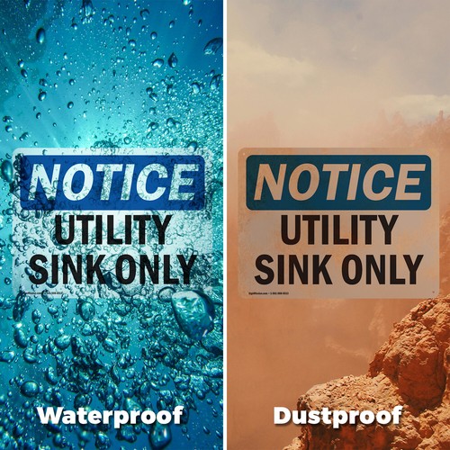 (2 Pack) Utility Sink Only OSHA Notice Sign Decal Metal Plastic - Imagen 6 de 22