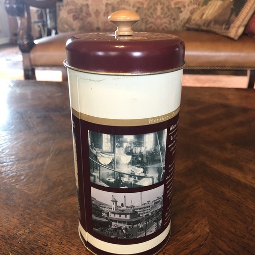 Hershey's Chocolate Where It All Began Tin w/ See Through Window & Wood Knob 8” - Picture 3 of 8