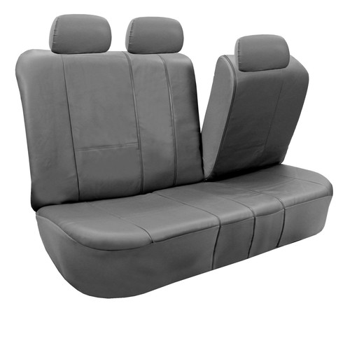 Fundas de asiento de auto de cuero PU de ajuste universal FH Group 3 filas - 7 plazas gris liso - Imagen 5 de 9