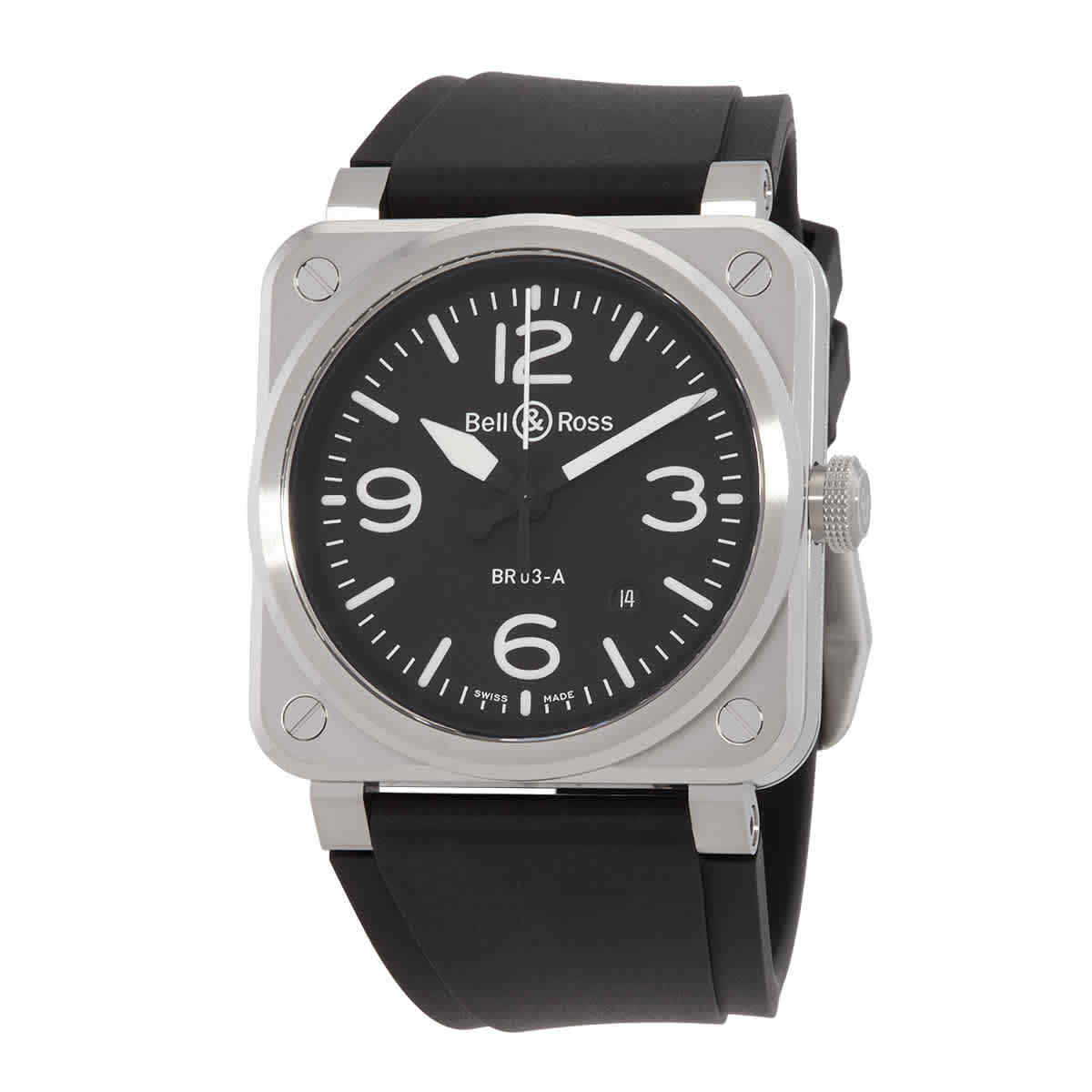 Мужские часы Bell and Ross New BR 03 с автоматическим черным циферблатом BR03A-BL-ST/SRB