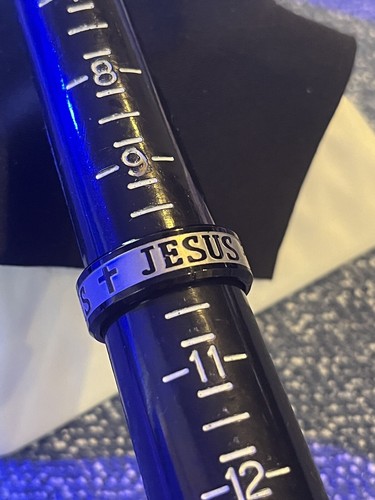 HEMATITE & SILVER TONE JESUS RELIGIOUS MEN'S RING ~ SIZE 10 ~DEAL $$$ - Picture 7 of 8