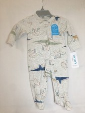 New Carter's Dinosaur Sleeper Baby Boy Sleep Play Footie Footed Gray NB, 3M, 6M
