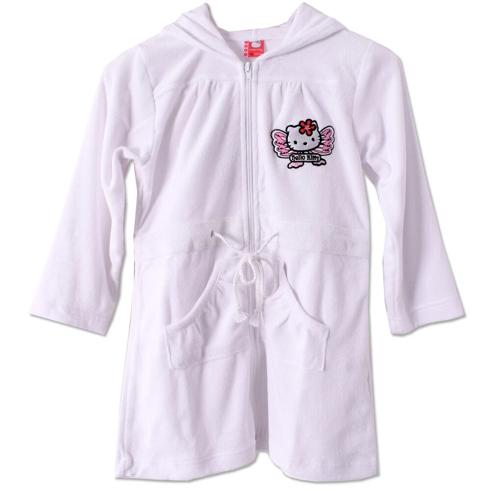 Hello Kitty M dchen Bademantel Morgenmantel Kapuze Frottee