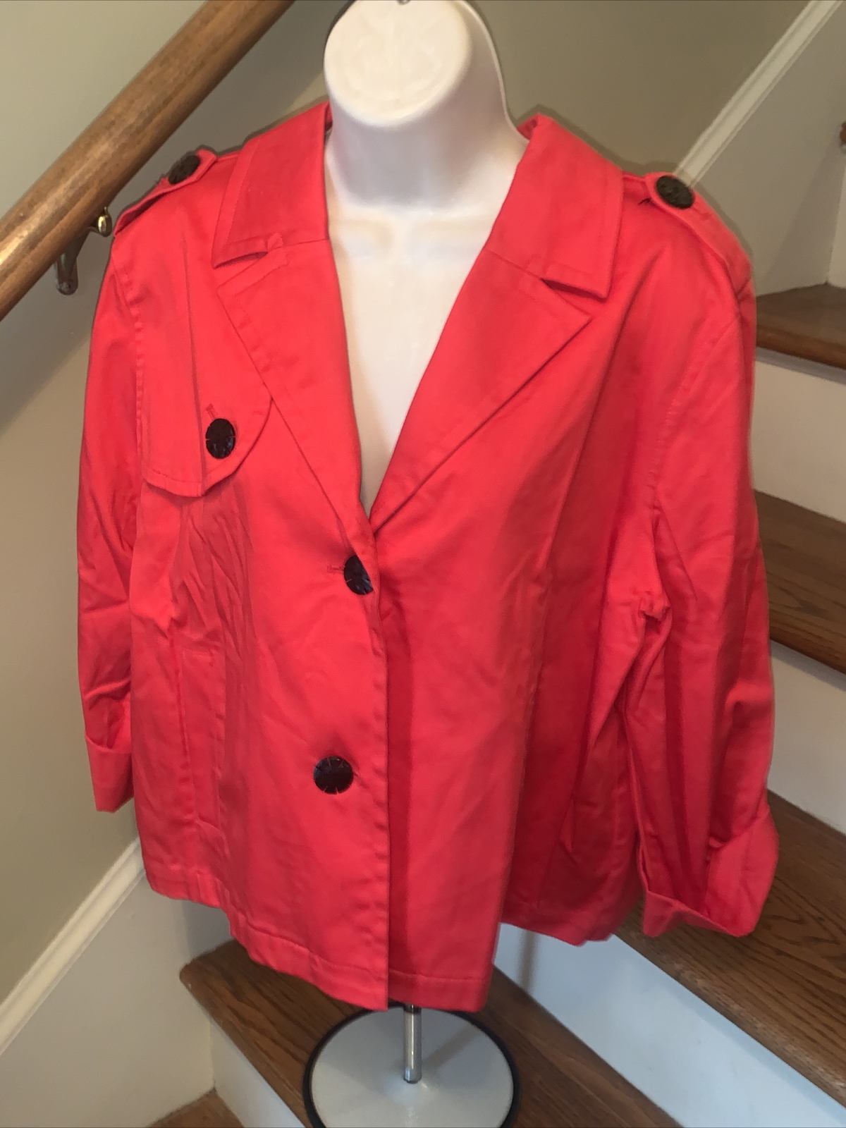 RUBY RD Lightweight Blazer Jacket Big Button Cher… - image 2