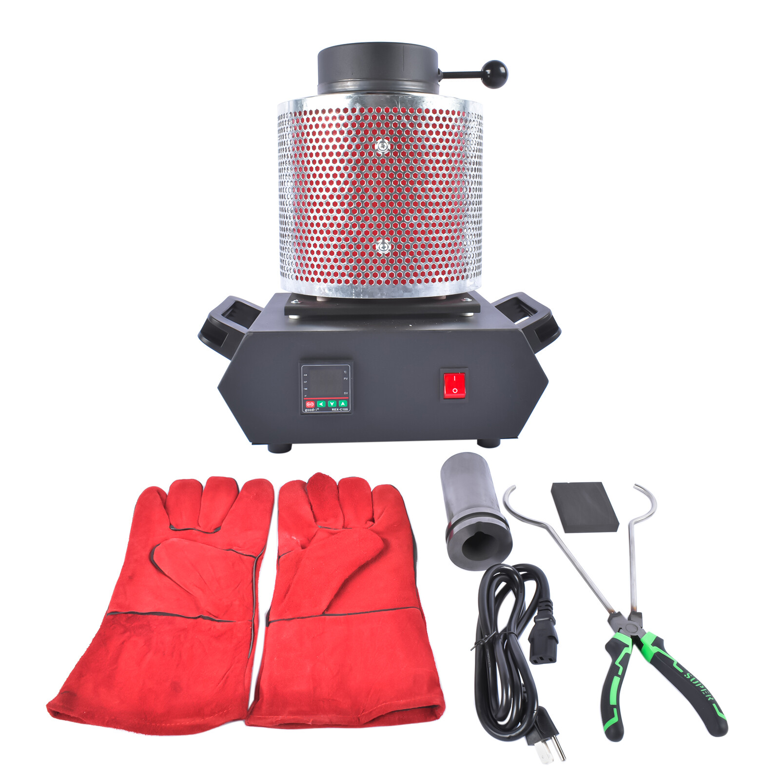 1100°C/2012°F Electric Gold Melting Furnace w/heat Shield for Selting Metals