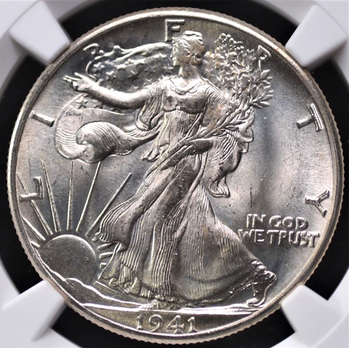 1941 WALKING LIBERTY HALF DOLLAR NGC MS 65 GREAT SILVER RADIANCE DANCING OVER