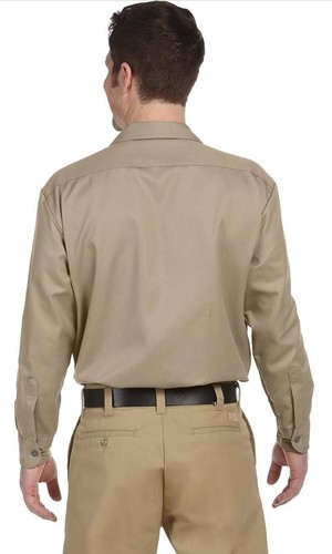 Camicia da lavoro uomo Dickies manica lunga kaki, taglia large vestibilità originale - Foto 5 di 11