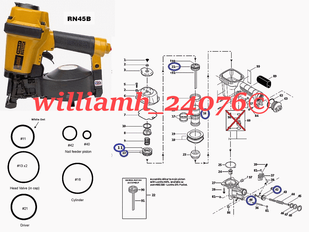 Aftermarket Oring Kit for Bostitch RN45B Coil Roofing Nailer RN45B eBay