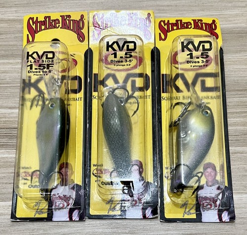 Strike King (Lot Of 3) KVD 1.5F Flat Side Crankbaits, Bass, Free Shipping! NWT! - Picture 5 of 12