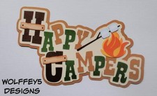 CAMPING KID TITLE premade paper piecing scrapbook diecut page albuM piece 3d