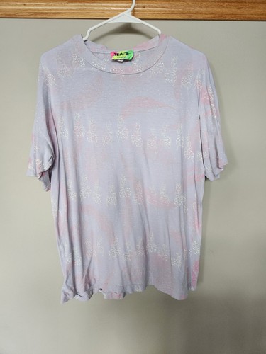 VINTAGE TEAZE SUNWEAR PINK PURPLE AOP TEE SHIRT SINGLE STITCH GR. L