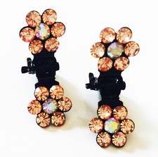 Mini Bridal Flower Crystal Rhinestone Jaw Clips Wedding Hair Clip Brown