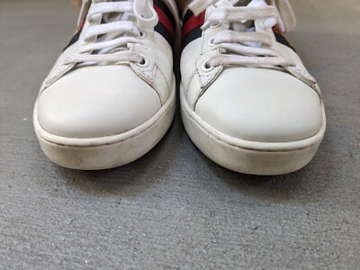 Gucci Ace Sneakers Embroidered Bee White Women 8 38 Fur Leather