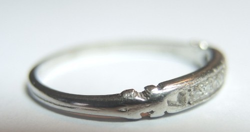 Art Deco Antique Wedding Eternity Band Platinum Ring Size 5.25 EGL USA - Picture 5 of 12