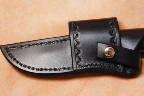 Custom Black Leather Crossdraw Sheath for Buck 119 - Picture 4 of 5