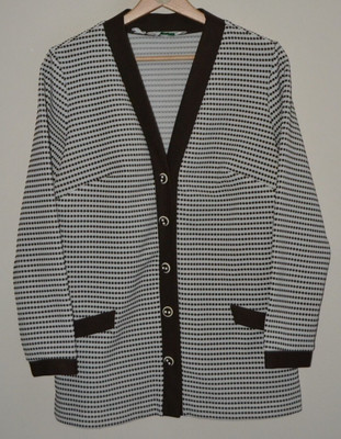 Tolle Vintage Alex Colman strukturierte gemusterte Knopfleiste V-Ausschnitt Strickjacke UK 12