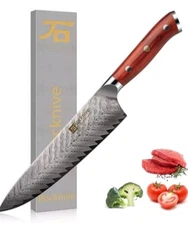 Rocknive Chef's Knife Japanese Style 67 Layers  Damascus Steel Wooden Handle
