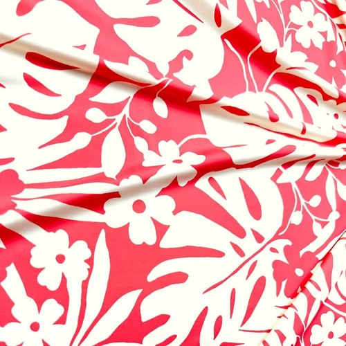 FREE SHIPPING Stretch Fabric White and Red Leaves Print Swimsuit Spandex By Yard - Bild 4 von 7