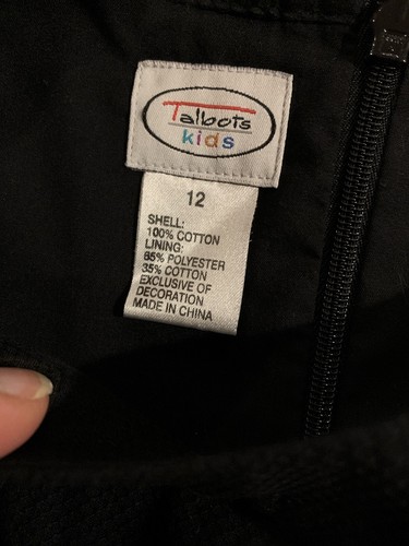 Talbots Kids Girls Sz. 12 Black White Embroidery Waffle Cotton Summer Dress - Picture 5 of 6