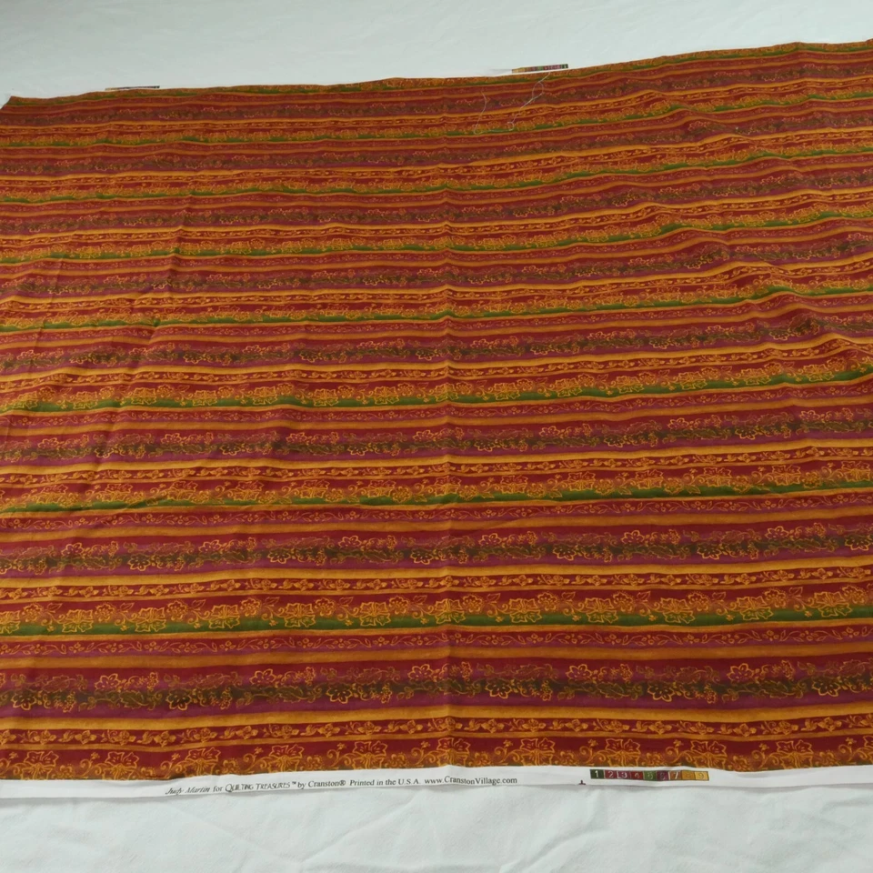 50" x 44 Judy Martin Quilting Treasures Stripe Fabric Floral Traditional Elegant - Image 2 of 4