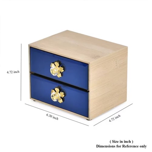 Neu in Box blau Bambus und Glas Schmuckkästchen - Bild 7 von 7