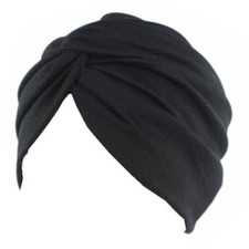 Chemo Sleep Turban Headwear Scarf Beanie Cap Hat for Cancer One Size, Black