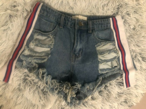 Hot & Delicious Patriotic Sides Booty Distressed Denim Short Shorts Women's S  - Picture 1 of 5