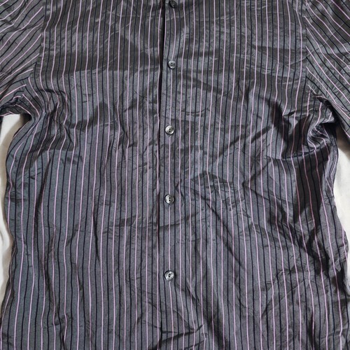 ELEGANT VERSACE COLLECTION 39-15 1/2 LONG SLEEVE GREY SHIRT PURPLE & PINK PIPING - Picture 6 of 16