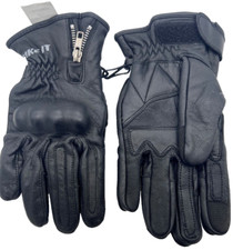 Bike It 'AMP' Road Leather Motorcycle/Bike Glove Black Medium with loose thread